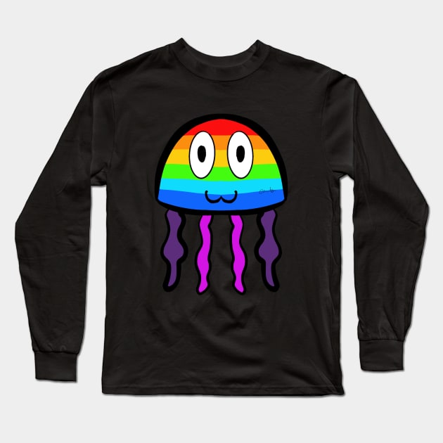 Rainbow Pride Jellyfish Long Sleeve T-Shirt by AlienClownThings